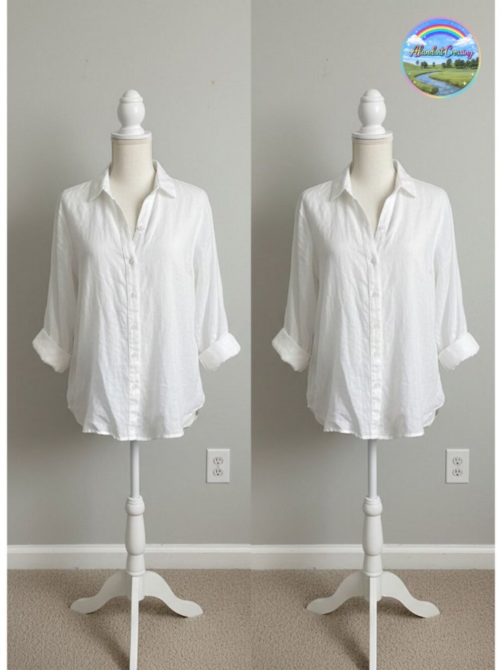 Womens V Neck Roll Up Sleeve Button Down Blouse